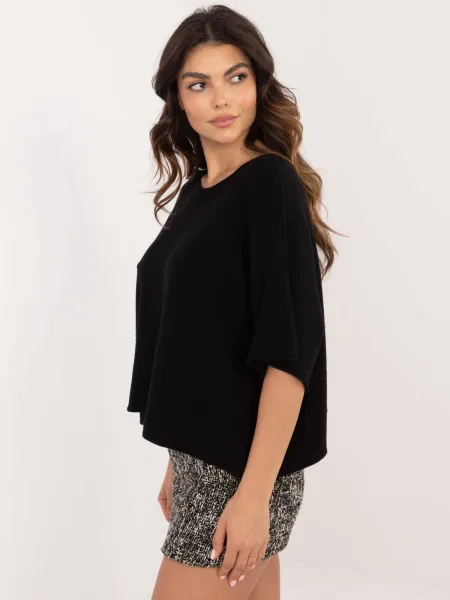 Pulover Fashionhunters scurt negru