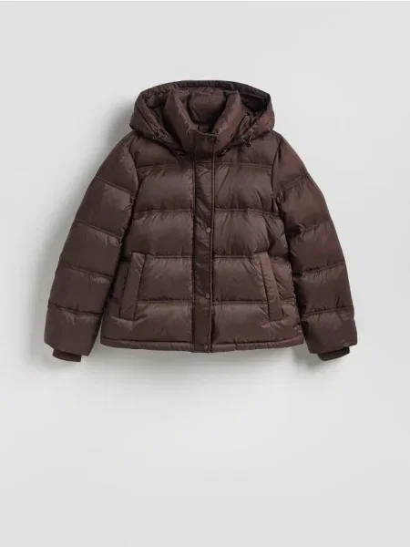Reserved Geacă matlasată cu puf maro