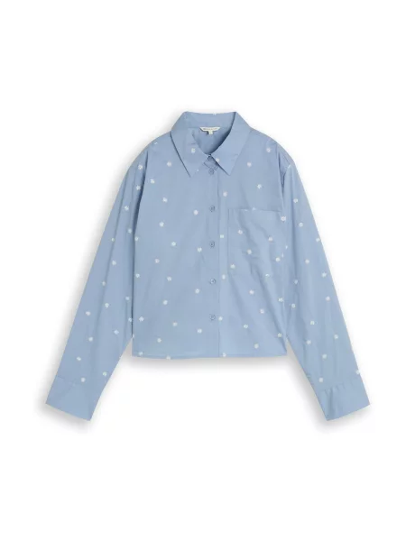 TOM TAILOR DENIM Blúzka modrosivá biela