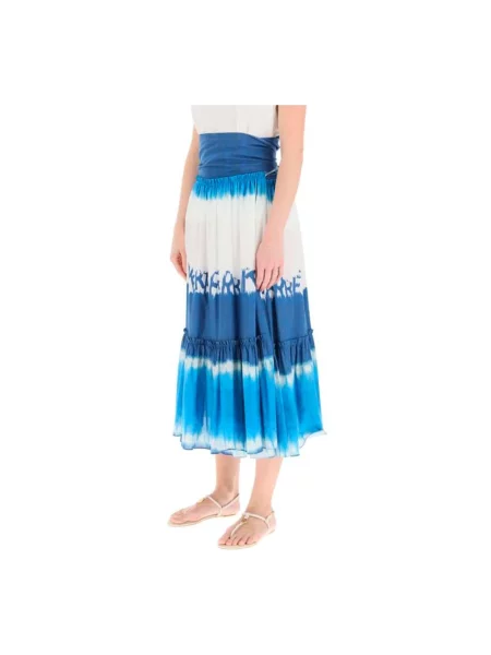 Tie dye spódnica midi Alberta Ferretti do kolan niebieska
