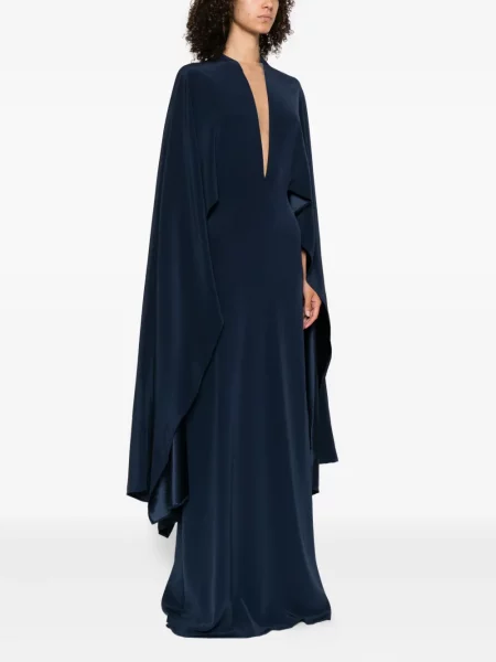 Rochie maxi Stephane Rolland cu decolteu în V de costum albastru