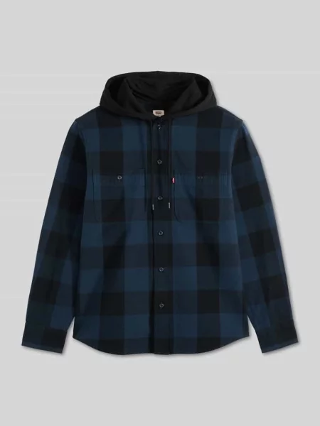 Koszula casualowa o kroju regular fit z czystej bawełny z kapturem Levi's granatowa