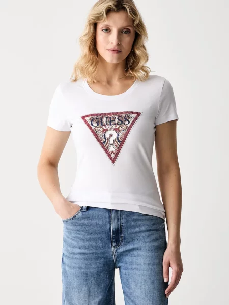 Guess tričko s PAISLEY bílé