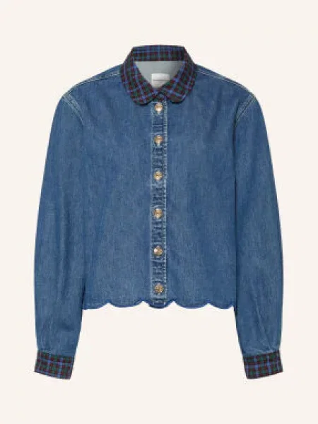 Claudie Pierlot Bluzka Jeansowa blau czerwona