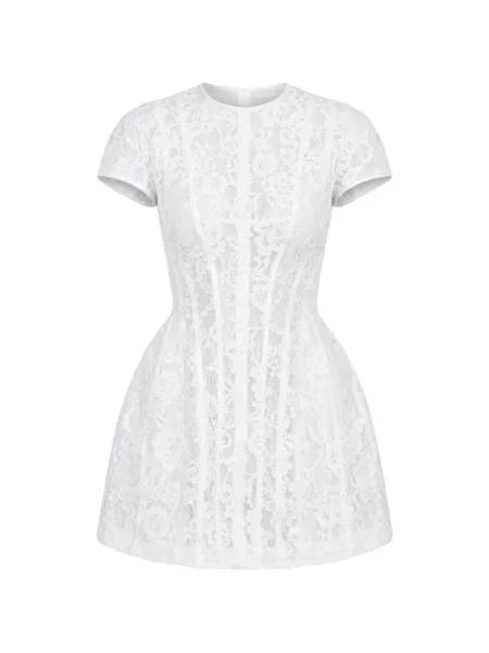 Rochie mini Post Meridiem din dantelă alb