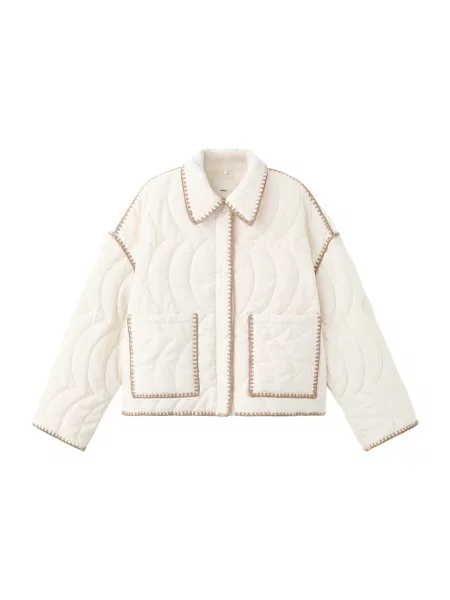 MANGO Geacă de primăvară-toamnă Zigzag crem / deschis maro