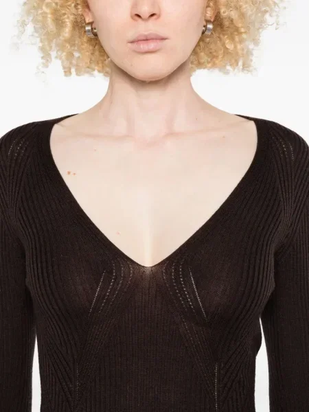Pulover Twinset cu decolteu în V maro