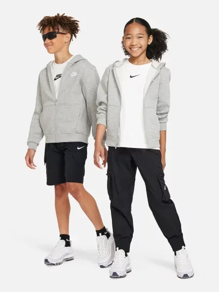 Nike melegítőfelső kapucnival gyerek Sportswear Club Fleece szürke