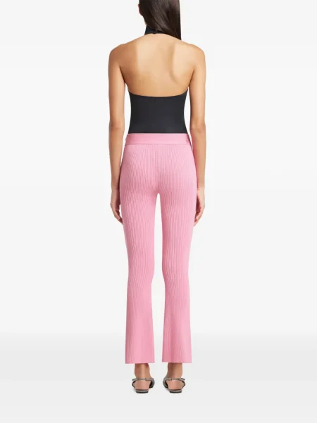 Dzianinowe spodnie Courreges prążkowane różowe