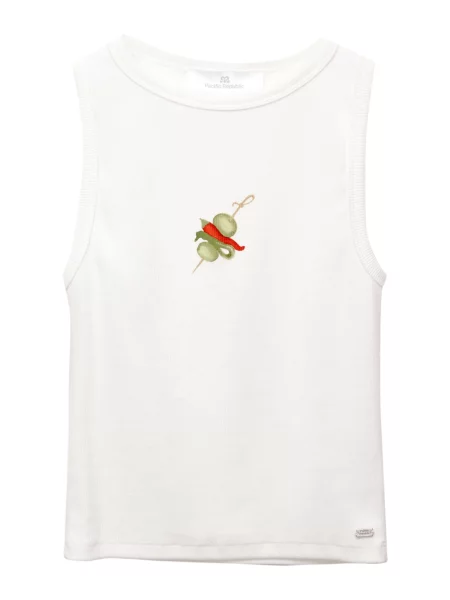 Pull&Bear Top GILDA svetlo zelena / ognjeno rdeča bela