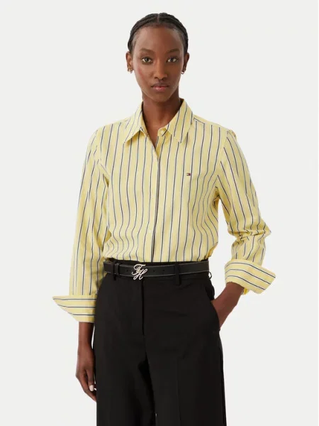 Košile Tommy Hilfiger Summer Poplin Regular Shirt Liquorice Stp Citronella M žlutá