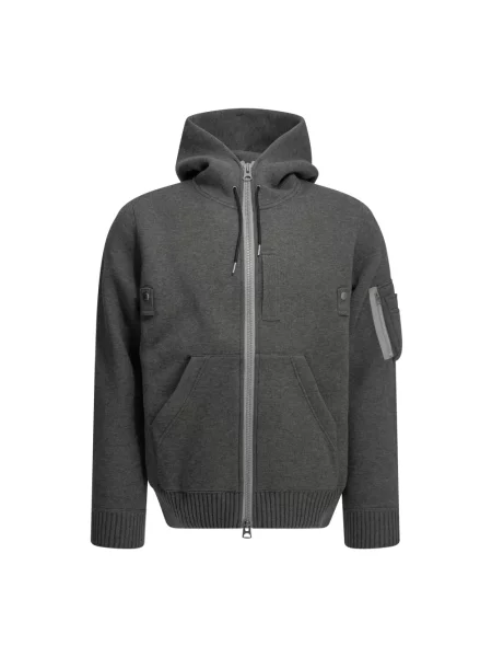 Bluza z kapturem Sacai z kapturem szara