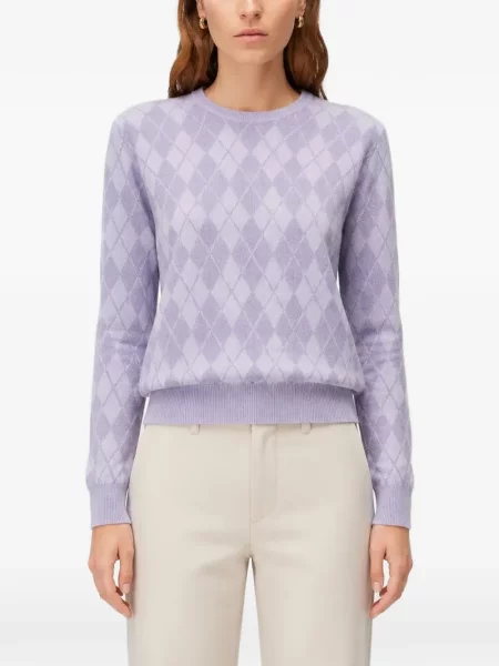 Pulover Retori cu model argyle din jacard violet