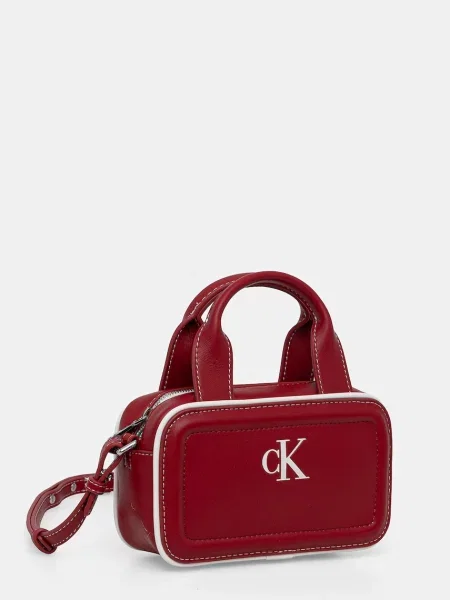 Calvin Klein Geantă Contrast Ck Mini Bauletto Bag Vișiniu alb