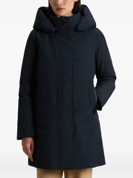 Palton Woolrich cu glugă albastru