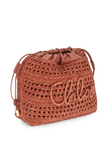 Geantă Chloé cu broderie maro
