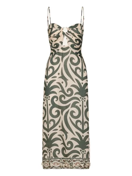 Костюм миди рокля Johanna Ortiz до коляното зелено