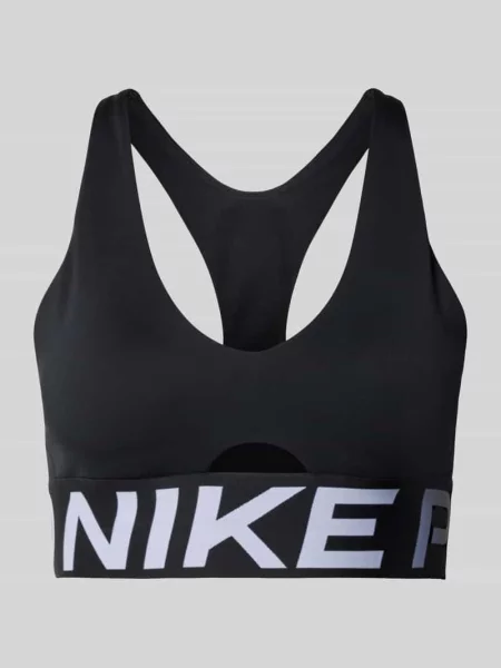 Stanik typu bokserka z wycięciem i detale z logo Nike Training czarny