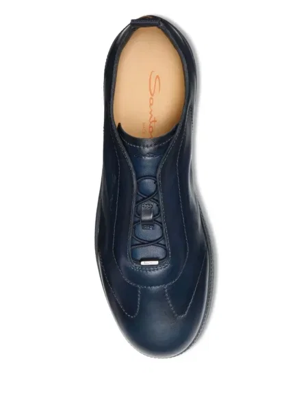 Кожени slip-on маратонки Santoni синьо