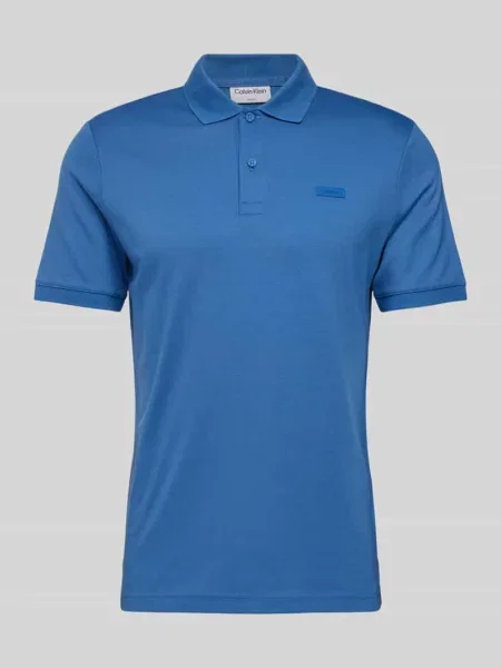 Koszulka polo o kroju regular fit z listwą guzikową niebieska