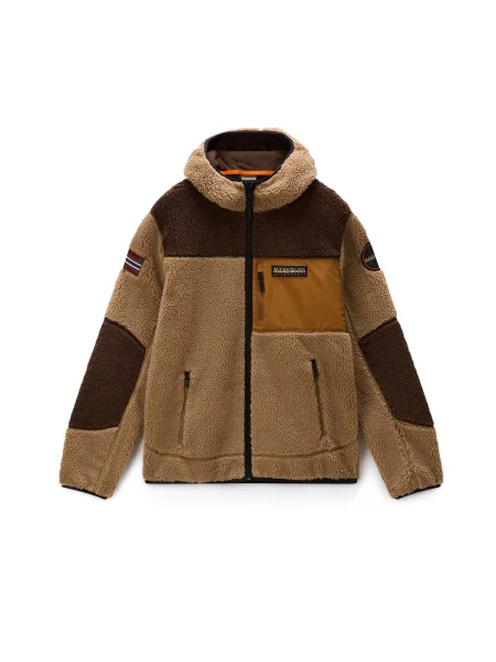 NAPAPIJRI Jachetă fleece YUPIK maro coniac / brocart negru
