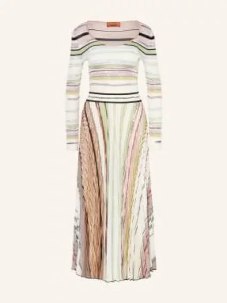 Missoni Sukienka Z Dzianiny Z Plisami gruen biała