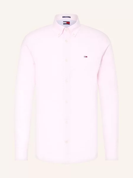 Tommy Jeans Košile Regular Fit S Příměsí Lnu růžová