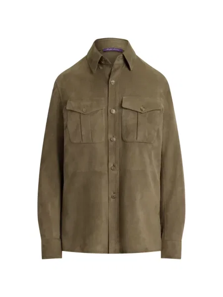 Cămașă Ralph Lauren Collection din piele de căprioară verde