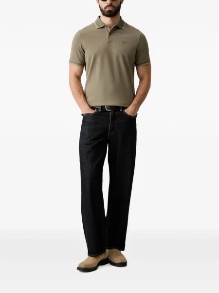 Scurt tricou polo Barbour cu broderie verde