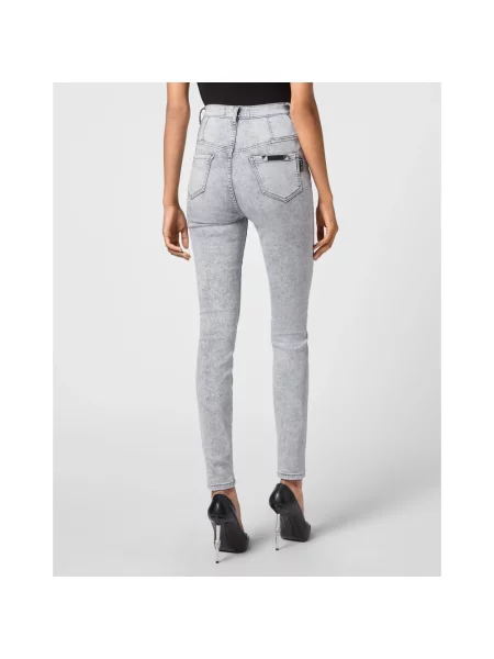 Jeansy Philipp Plein z wysoką talią szare