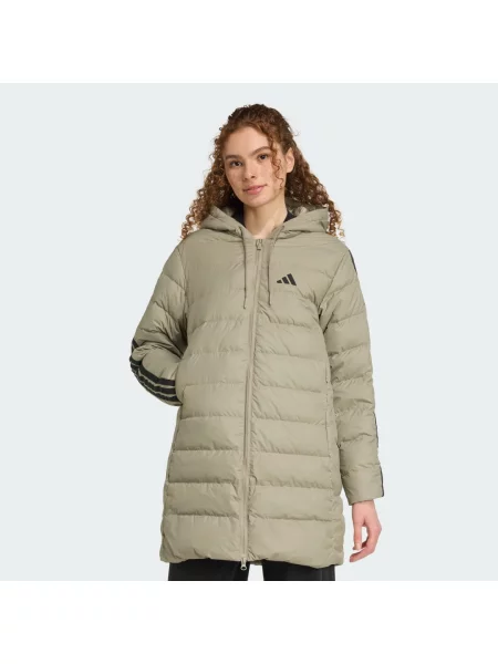 Parka z kapturem Essentials CLIMAWARM Light Down srebrna