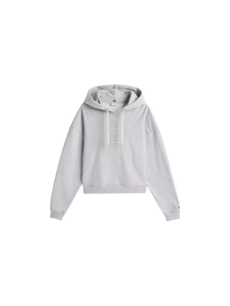 Bluza z kapturem Tommy Hilfiger z kapturem z nadrukiem szara