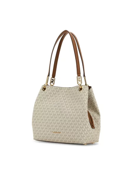 Shopperka Michael Michael Kors płócienna z logo beżowa