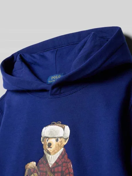 Bluza z kapturem o kroju regular fit z nadrukiem z logo Polo Ralph Lauren Teens niebieska