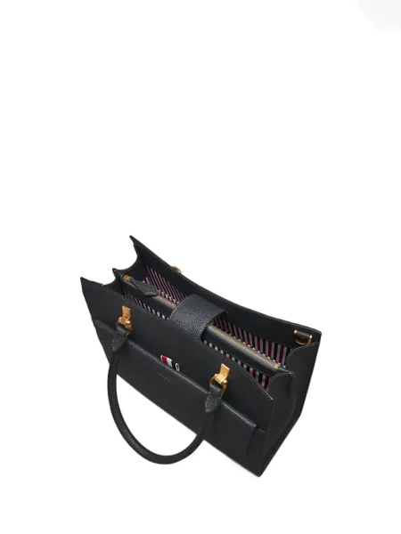 Geanta de piele Thom Browne din piele gri