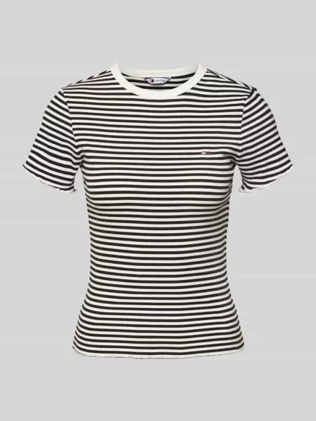 T-shirt o kroju slim fit z mieszanki bawełny Tommy Jeans czarna