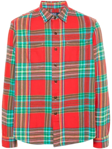 Pledinė flanelinė polo marškinėliai Polo Ralph Lauren balta
