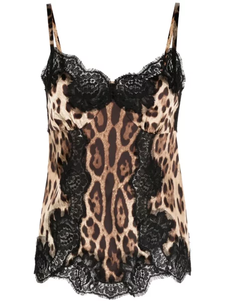 Satenski top Dolce & Gabbana s printom s leopard uzorkom smeđa