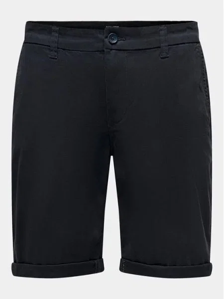 Only & Sons Шорти от плат Peter тъмносин