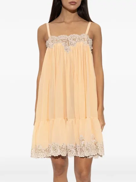 Rochie mini Chloé din dantelă portocaliu