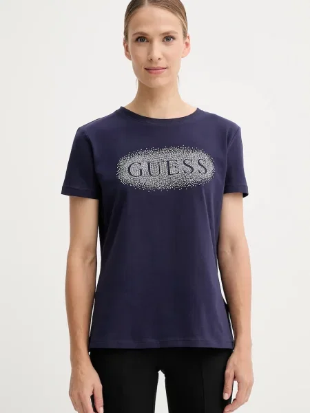 Тениска Guess INGRID дамска тъмносиньо синьо