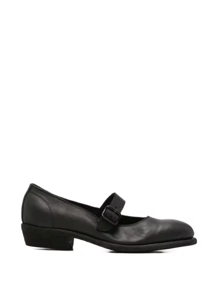 Pantofi loafer Guidi cu cataramă cu bretele negru