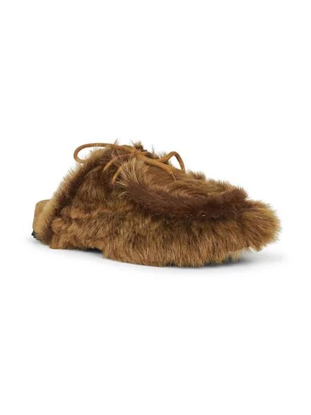 Klapki Dries Van Noten skórzane beżowe