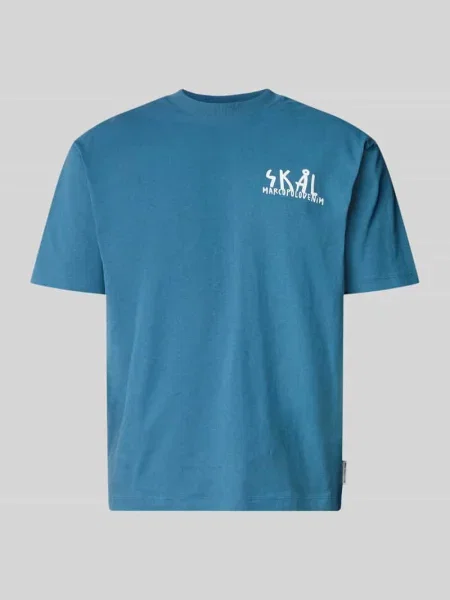 T-shirt o kroju relaxed fit z czystej bawełny Marc O'polo Denim błękitna