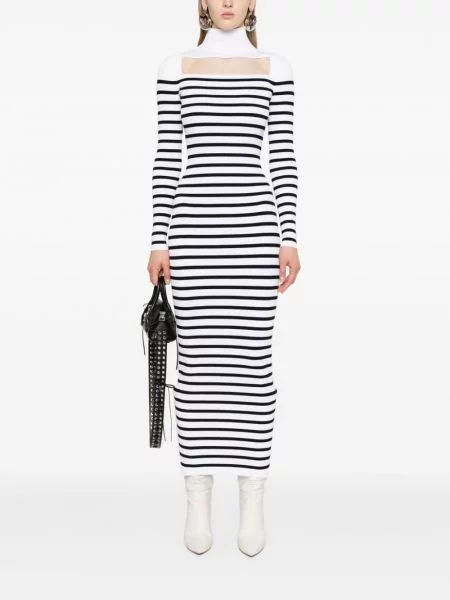 Kostiumas briaunotas maksi maxi suknele Jean Paul Gaultier balta