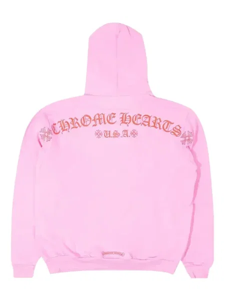 Hanorac cu glugă Chrome Hearts cu motiv cu inimi cu autograf roz