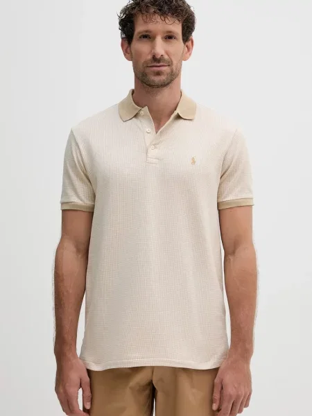Тениска с яка Polo Ralph Lauren с изчистен дизайн бежово