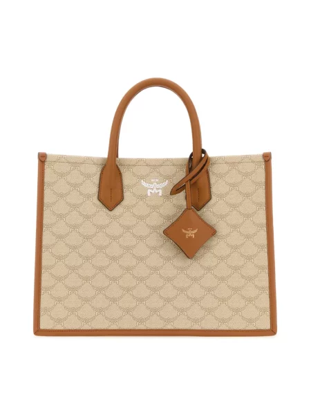 Torebka Mcm w geometryczne wzory beżowa