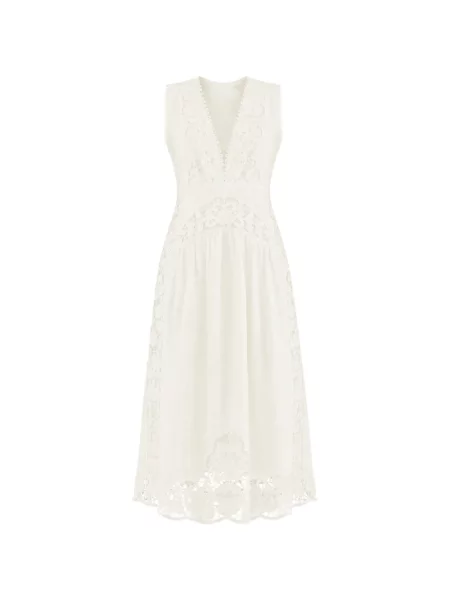Rochie midi Farm Rio fără mâneci alb
