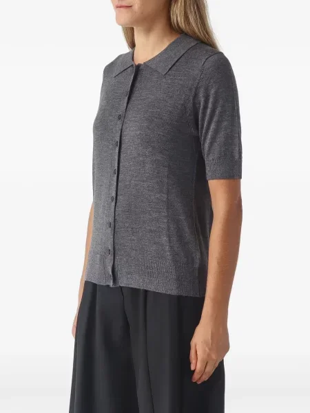 Gulerat scurt cardigan Meimeij gri